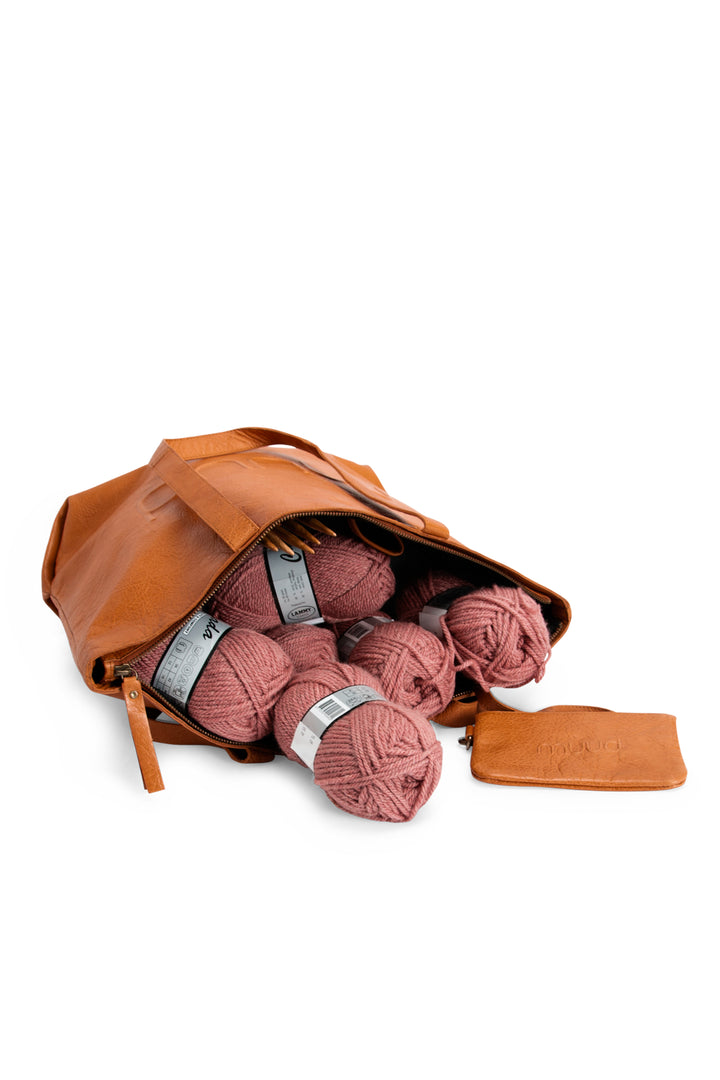 laura - projekttasche / shopper mit abnehmbaren geldbeutel, handgefertigt aus Echtleder von muud whisky