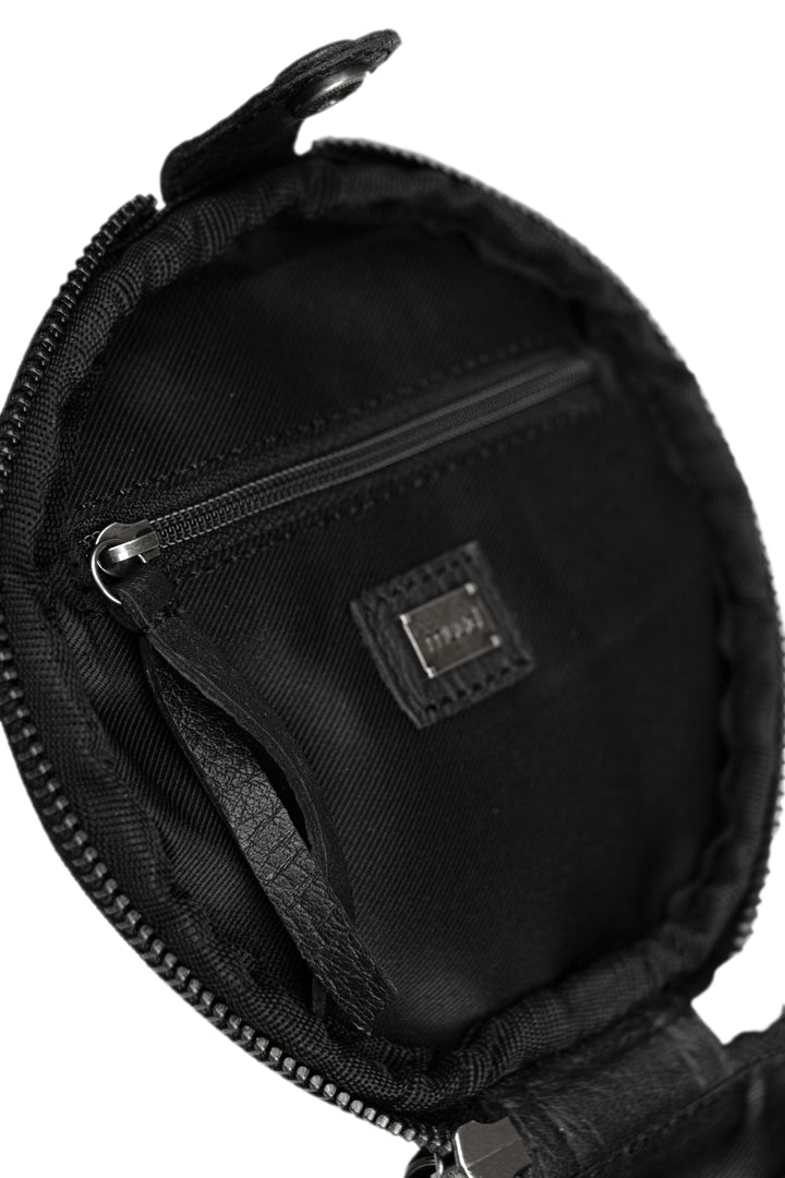 saturn mini - kleine ledertasche/stricktasche/kosmetiktasche, handgefertigt aus Echtleder von muud black